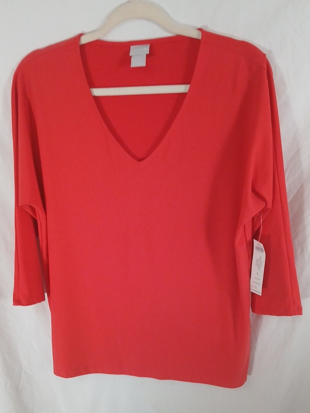Chico's Bright Red V-Neck Long Sleeve Top